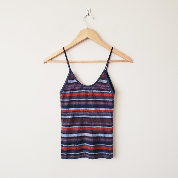 AEO Striped Ribbed Knit V-Neck Sweater Cami - Picture 3 of 7